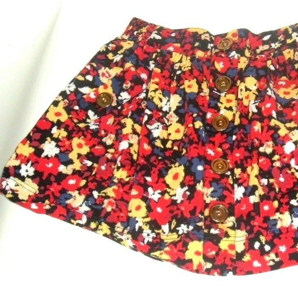 Susie Rose Red Floral Flare Mini Skirt S 3/5